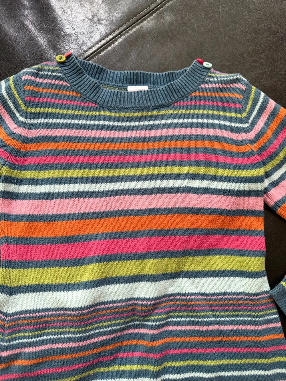 Gymboree - Girl’s Multicolor Striped Knit Dress with Button Shoulders